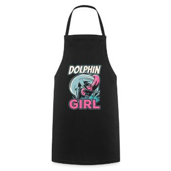 Dolphin Girl Dolphin Lovers Dolphins Dolphins - Cooking Apron - black - Front - AI Model Male 185 dark (185cm)