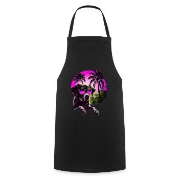 Chien mignon avec des lunettes de soleil sur le cadeau de plage - Tablier de cuisine - noir - Devant - AI Model Male 185 dark (185cm)