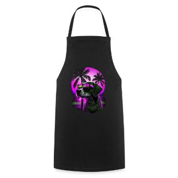 Retro cute dog on the beach with sunglasses - Cooking Apron - black - Front - AI Model Male 185 dark (185cm)