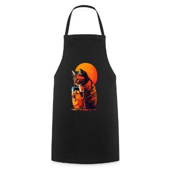Funny cat drinks cocktail Cat lover - Cooking Apron - black - Front - AI Model Male 185 dark (185cm)
