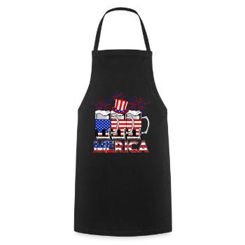 Happy Merica Beer USA American Flag - Kochschürze - Schwarz - Vorne - AI Model Male 185 dark (185cm)