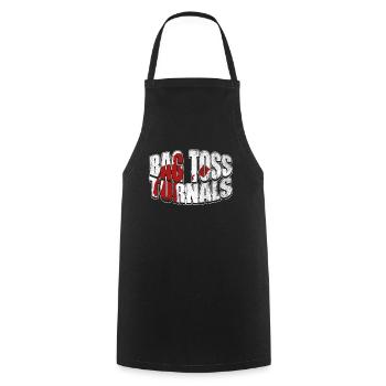 Bag Toss Turnals - Lustiges Cornhole Team - Kochschürze - Schwarz - Vorne - AI Model Male 185 dark (185cm)