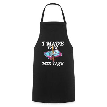 I Made You A Mixtape 80s 90s Tape Pencil - Kochschürze - Schwarz - Vorne - AI Model Male 185 dark (185cm)