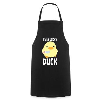 I’m A Lucky Duck - Canard au couteau Ente mit Messer - Tablier de cuisine - noir - Devant - AI Model Male 185 dark (185cm)