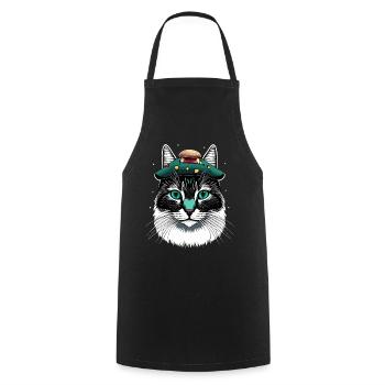 cottagecore aesthetic cats mushroom gift - Cooking Apron - black - Front - AI Model Male 185 dark (185cm)