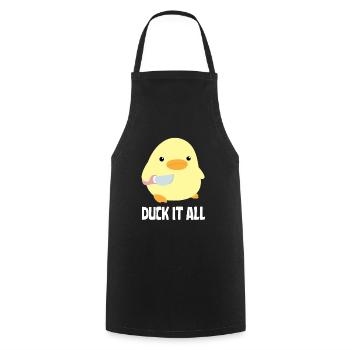 Duck It All - Canard au couteau Ente mit Messer - Tablier de cuisine - noir - Devant - AI Model Male 185 dark (185cm)