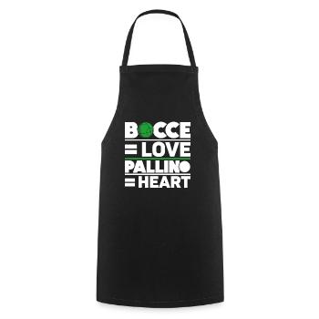 Bocce = Amour, Pallino = Cœur - Bocce Ball - Tablier de cuisine - noir - Devant - AI Model Male 185 dark (185cm)