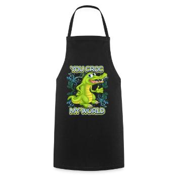 Crocodile Crocodile, disant, jeu de mots, Saint-Valentin - Tablier de cuisine - noir - Devant - AI Model Male 185 dark (185cm)