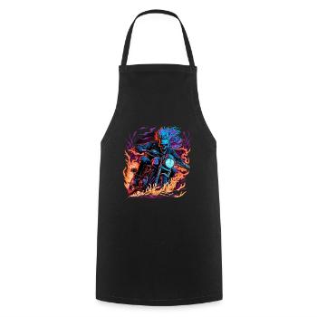 Ghostrider Illustration Moto Synthwave Art - Tablier de cuisine - noir - Devant - AI Model Male 185 dark (185cm)