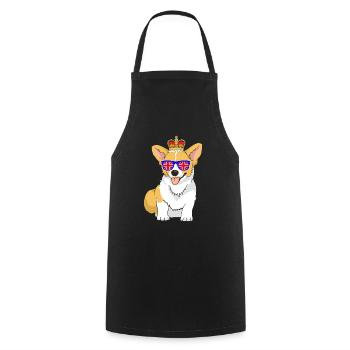 Corgi Dog Queen Elizabeth II British Crown - Cooking Apron - black - Front - AI Model Male 185 dark (185cm)