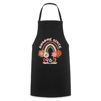 Anniversaire de style rétro, né en 1963 dicton vintage - Tablier de cuisine - noir - Devant - AI Model Male 185 dark (185cm)