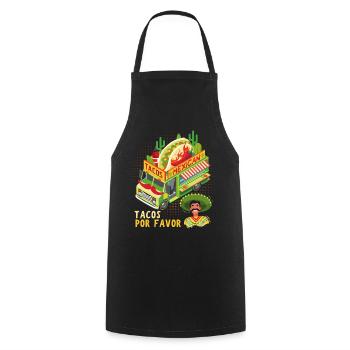 Tacos Mexican Food Truck Saying Sombrero Hat - Cooking Apron - black - Front - AI Model Male 185 dark (185cm)