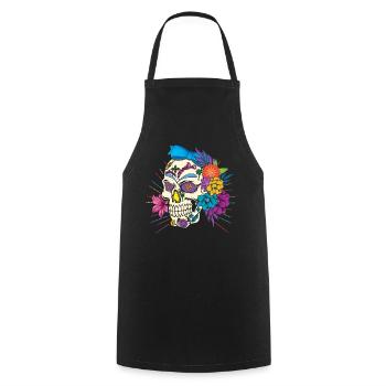 Floral Dia De Los Muertos LGBTQ Mois de la fierté LGBT - Tablier de cuisine - noir - Devant - AI Model Male 185 dark (185cm)