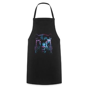 Cyber Black Panther Face - Black Panther - Neon - Cooking Apron - black - Front - AI Model Male 185 dark (185cm)