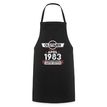 40th birthday man Oldtimer April born 1983 - Cooking Apron - black - Front - AI Model Male 185 dark (185cm)