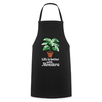 Life is better with Monstera - Cooking Apron - black - Front - AI Model Male 185 dark (185cm)