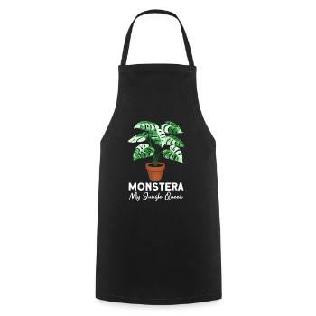 Monstera My Jungle Queen - Cooking Apron - black - Front - AI Model Male 185 dark (185cm)