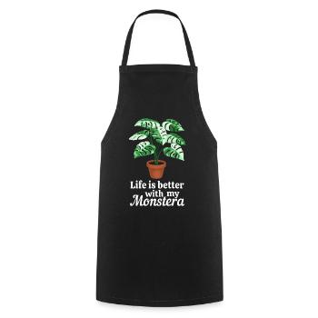 Life is better with my Monstera - Cooking Apron - black - Front - AI Model Male 185 dark (185cm)