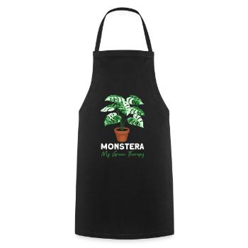 Monstera My Green Therapy - Cooking Apron - black - Front - AI Model Male 185 dark (185cm)