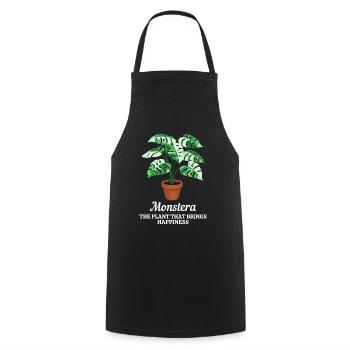 Monstera The Plant That Brings Happiness - Cooking Apron - black - Front - AI Model Male 185 dark (185cm)