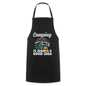 Camping is always a good Idea - Cooking Apron - black - Front - AI Model Male 185 dark (185cm)