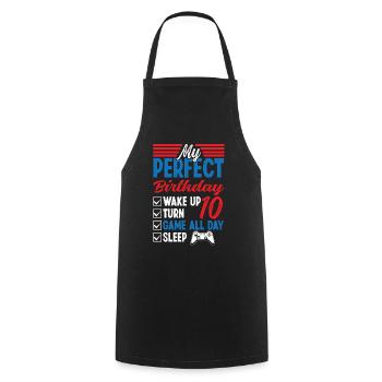 My Birthday ten Game sleep - Cooking Apron - black - Front - AI Model Male 185 dark (185cm)