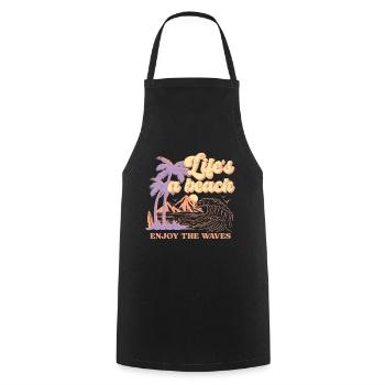 Life's A Beach Enjoy The Waves Summer - Cooking Apron - black - Front - AI Model Male 185 dark (185cm)