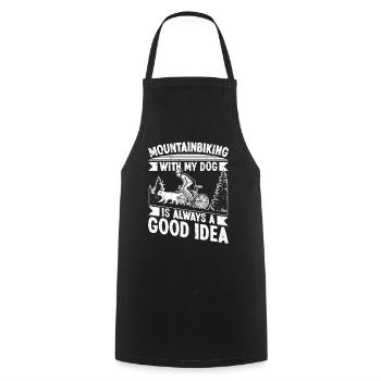 Faire du VTT avec un chien est toujours un bon - Tablier de cuisine - noir - Devant - AI Model Male 185 dark (185cm)