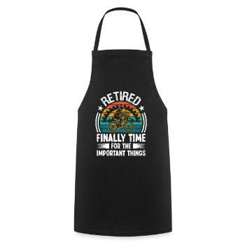 Retired finally Time for the important - Cooking Apron - black - Front - AI Model Male 185 dark (185cm)