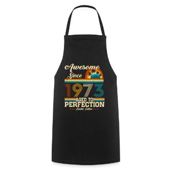 Né en 1973 Vintage Anniversaire Rétro - Tablier de cuisine - noir - Devant - AI Model Male 185 dark (185cm)