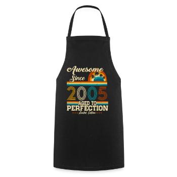 Né en 2005 Vintage Anniversaire Rétro - Tablier de cuisine - noir - Devant - AI Model Male 185 dark (185cm)