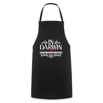 We trust Darwin, not myths and myths. - Cooking Apron - black - Front - AI Model Male 185 dark (185cm)