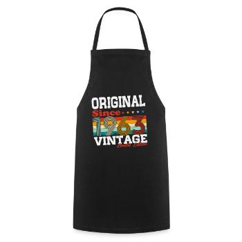 Original 1963 vintage vintage anniversaire rétro - Tablier de cuisine - noir - Devant - AI Model Male 185 dark (185cm)