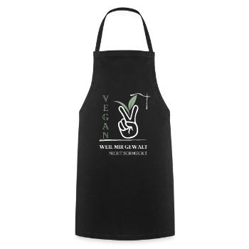 Vegan, weil mir Gewalt nicht schmeckt - Kochschürze - Schwarz - Vorne - AI Model Male 185 dark (185cm)