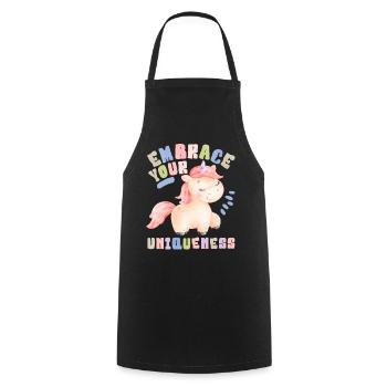 Licorne Kawaii, dicton, aquarelle licorne licorne - Tablier de cuisine - noir - Devant - AI Model Male 185 dark (185cm)