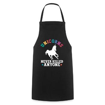 Licornes Athéisme athée Anti Église - Tablier de cuisine - noir - Devant - AI Model Male 185 dark (185cm)