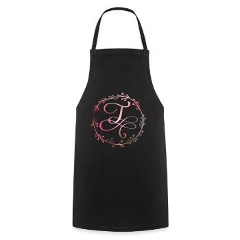 Monogramme, lettre T, ornement de calligraphie - Tablier de cuisine - noir - Devant - AI Model Male 185 dark (185cm)