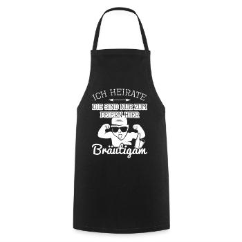 JGA Bräutigam T-Shirt Polterer Polterabend Poltern - Kochschürze - Schwarz - Vorne - AI Model Male 185 dark (185cm)