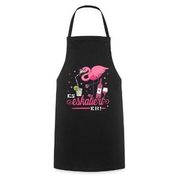 Es eskaliert eh Damen Shirt Flamingo Malle Outfit - Kochschürze - Schwarz - Vorne - AI Model Male 185 dark (185cm)