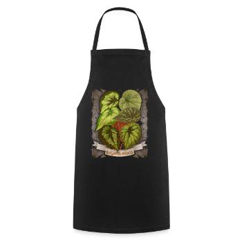 Illustration botanique de fleur de bégonia vintage - Tablier de cuisine - noir - Devant - AI Model Male 185 dark (185cm)