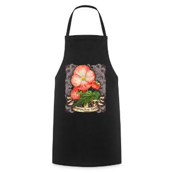 Illustration botanique vintage fleur de bégonia - Tablier de cuisine - noir - Devant - AI Model Male 185 dark (185cm)