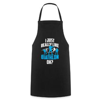 I just like biathlon very much biathlete biathlete - Cooking Apron - black - Front - AI Model Male 185 dark (185cm)