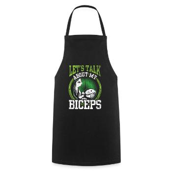 Let's talk about my biceps muscle curls workout - Cooking Apron - black - Front - AI Model Male 185 dark (185cm)