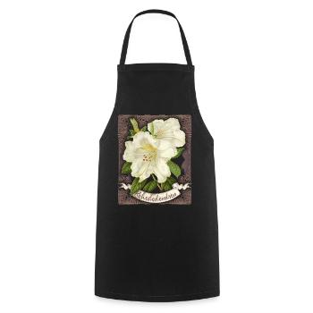 Vintage rhododendron, antique botanical drawing - Cooking Apron - black - Front - AI Model Male 185 dark (185cm)