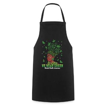 May Green Mental Health Awareness Month Butterfly - Cooking Apron - black - Front - AI Model Male 185 dark (185cm)