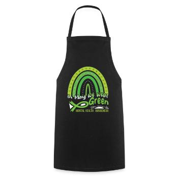 Ribbon In May Green For Mental Health Awareness - Cooking Apron - black - Front - AI Model Male 185 dark (185cm)
