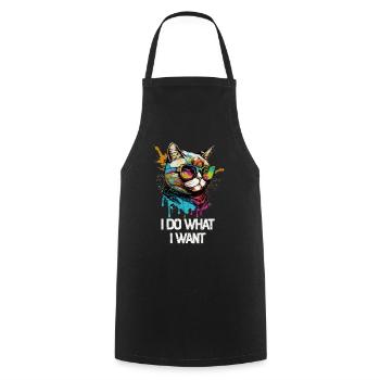 I Do What I Want Katze mit Sonnenbrille - Kochschürze - Schwarz - Vorne - AI Model Male 185 dark (185cm)