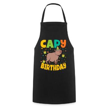 Capy Birthday - Cooking Apron - black - Front - AI Model Male 185 dark (185cm)