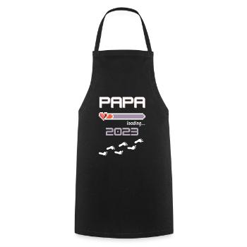 Papa 2023 loading... - Kochschürze - Schwarz - Vorne - AI Model Male 185 dark (185cm)