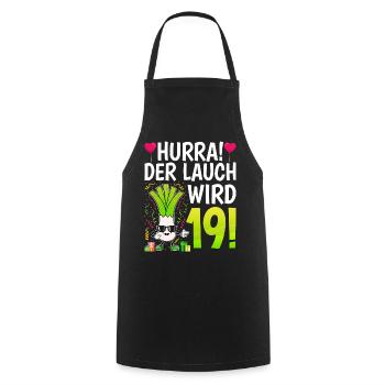 Hurra der Lauch wird 19 - Kochschürze - Schwarz - Vorne - AI Model Male 185 dark (185cm)